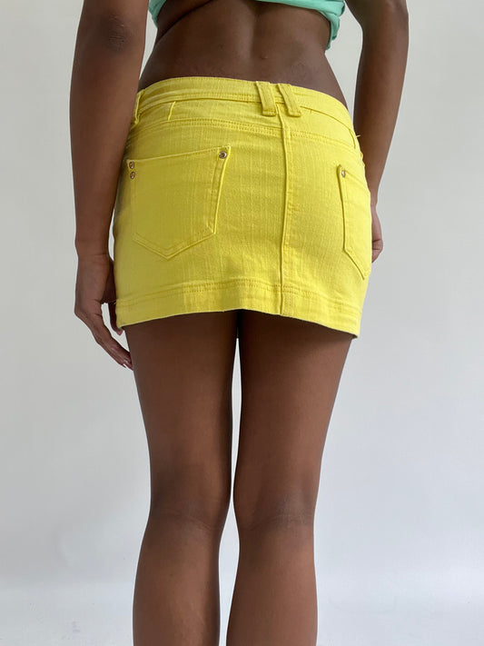 zara larsson drop | taille: S · couleur: jaune · matière: denim · article: jupe · détails: longueur mini
