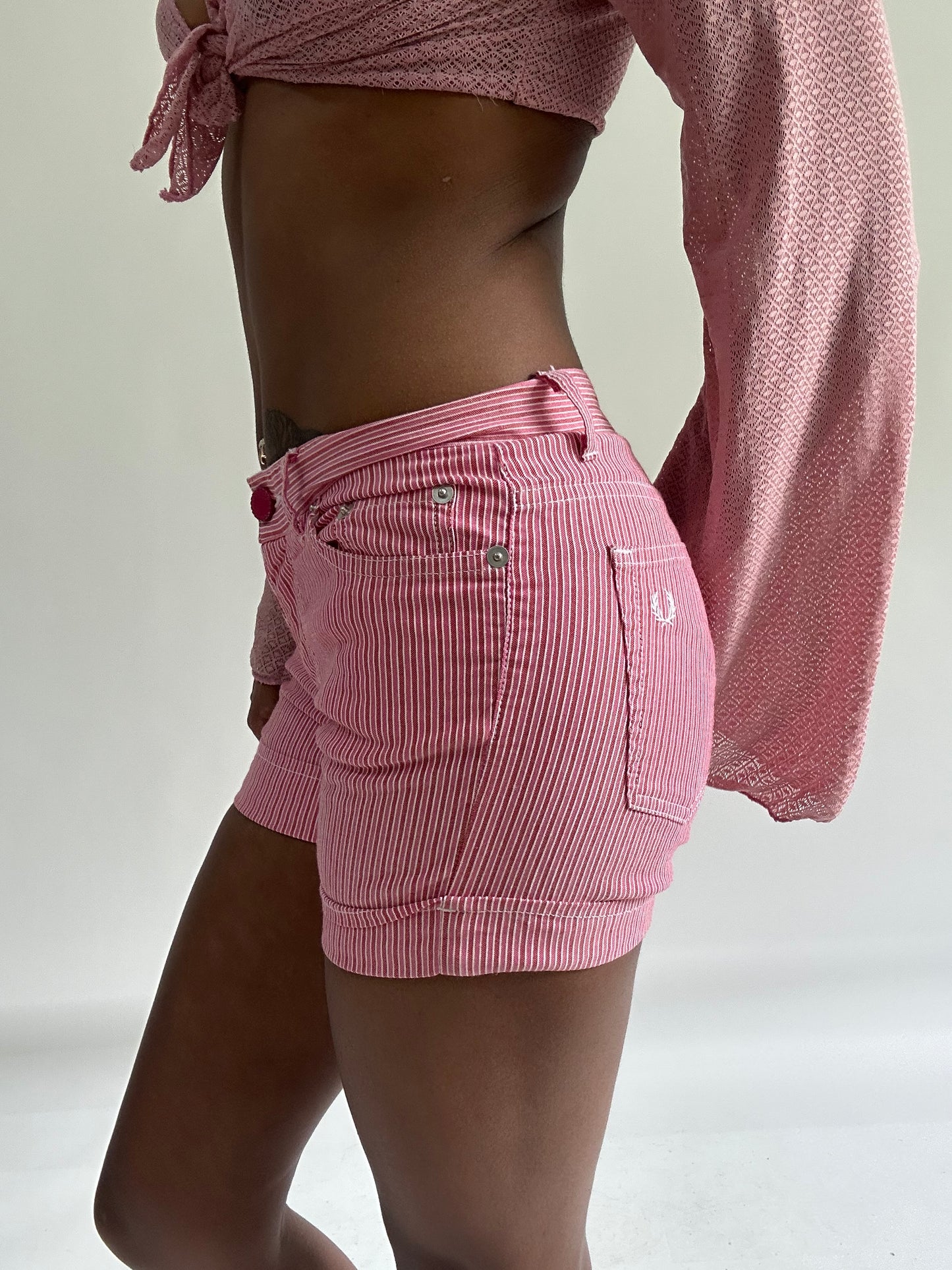 sailor drop | small fred perry pink and red pinstripe shorts