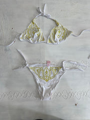 BEST PICKS | small white bikini set with gold diamanté detailing