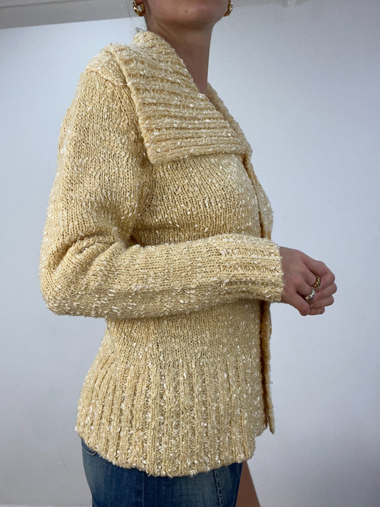 WINTER FAVOURITES | medium yellow button up cardigan jumper