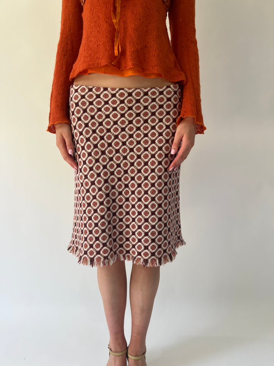 SATC drop | falda midi de patrón pequeño/medio rosa y blanco