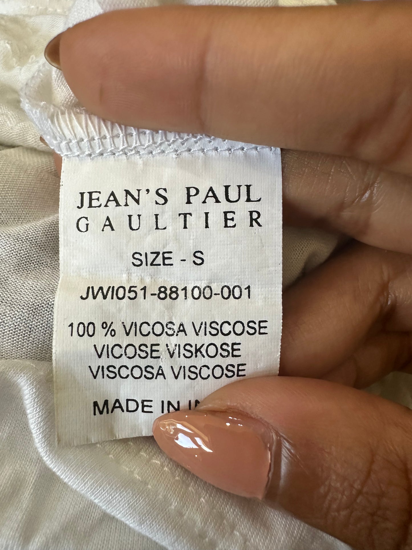 vintage edit twenty-five | small white jean's paul gaultier tank top with beading detail