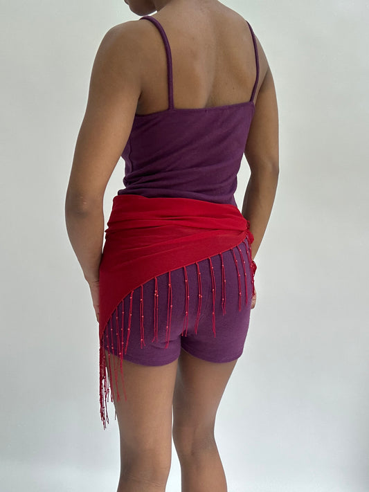 BEST PICKS | red beach wrap skirt with beaded tassel fringe