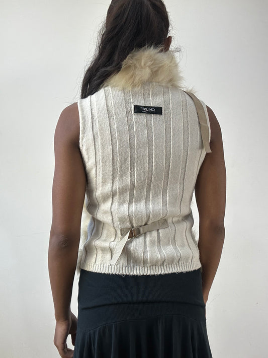 BEST PICKS | taille: S · couleur: beige · matière: fourrure · article: gilet sans manches · détails: usé + détail