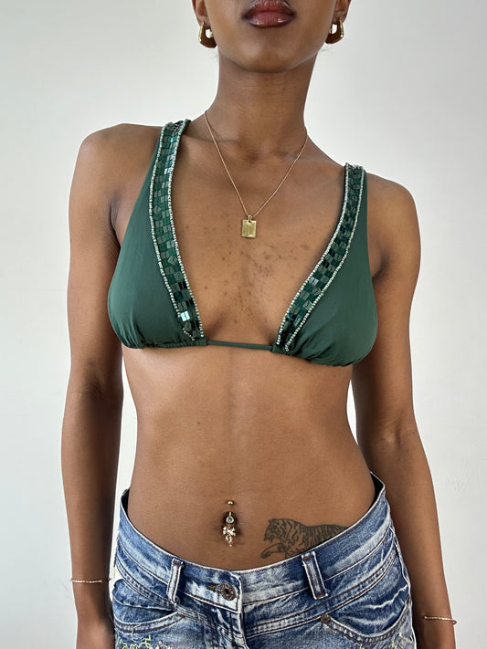 BEST PICKS | small green rhinestone bikini set