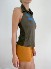 💻‼️ khaki halterneck collared top