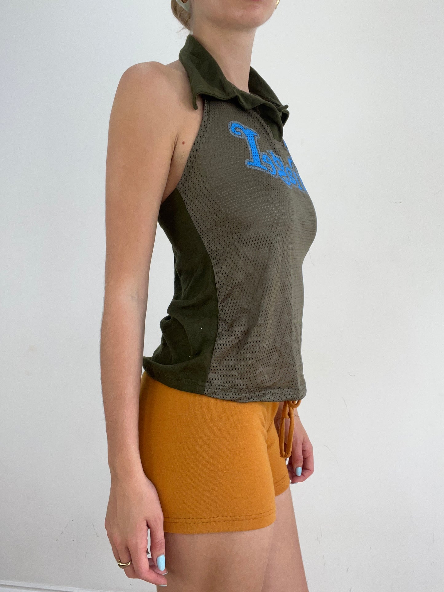 💻‼️ khaki halterneck collared top