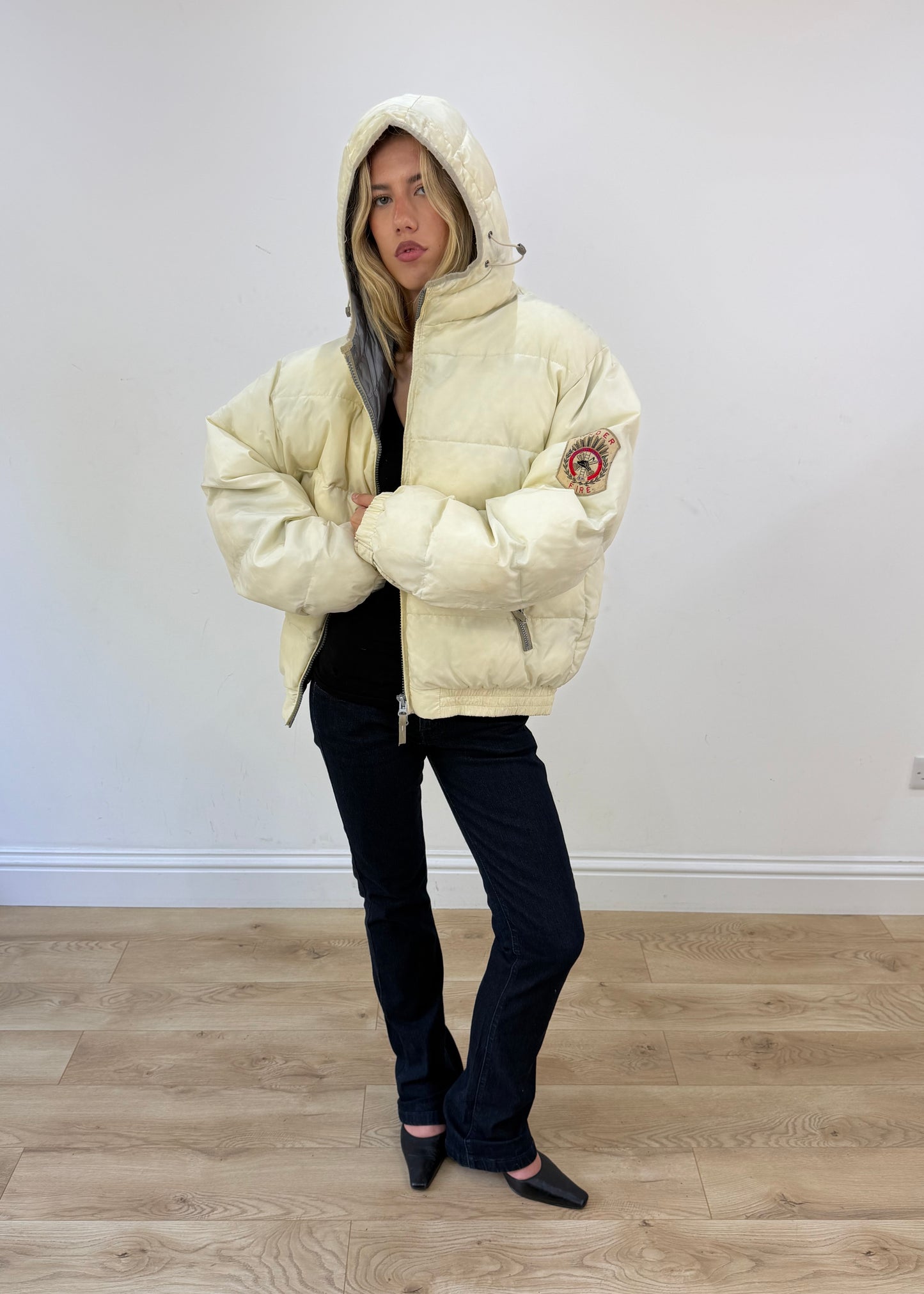 large cream puffer coat