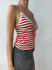 vintage edit thirty | Pequeno cam vermelho e branco com impressão de stripe