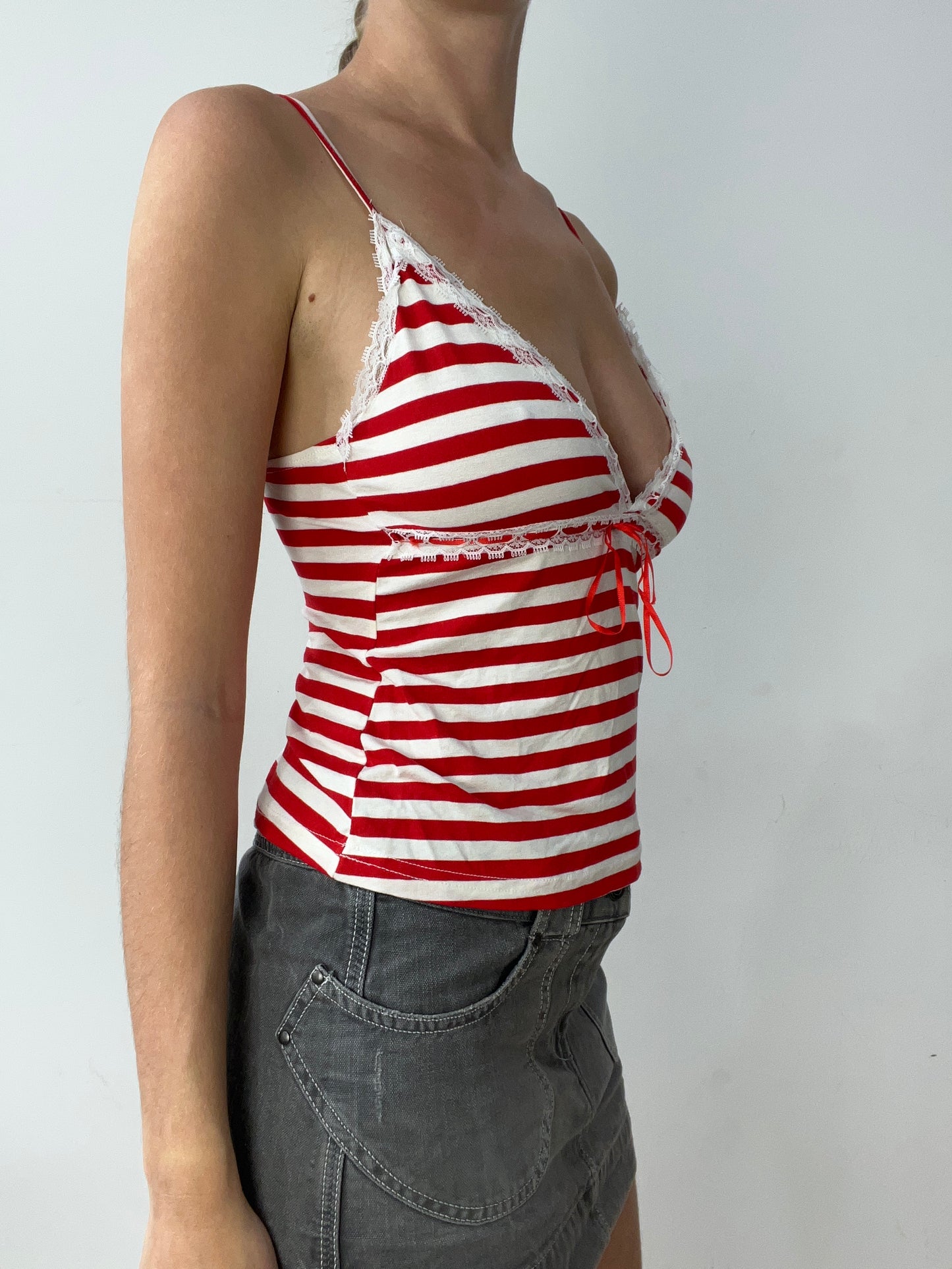 vintage edit thirty | small red and white cami with stripe print