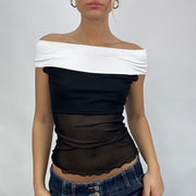 * vente d’échantillons | taille: M · couleur: noir + blanc · article: haut · détails: sans manches + mila