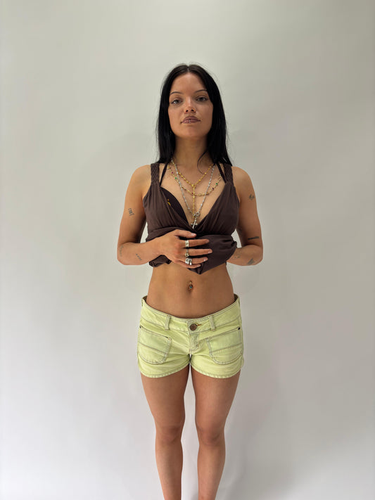 sailor drop | small yellow old berskha denim mini shorts