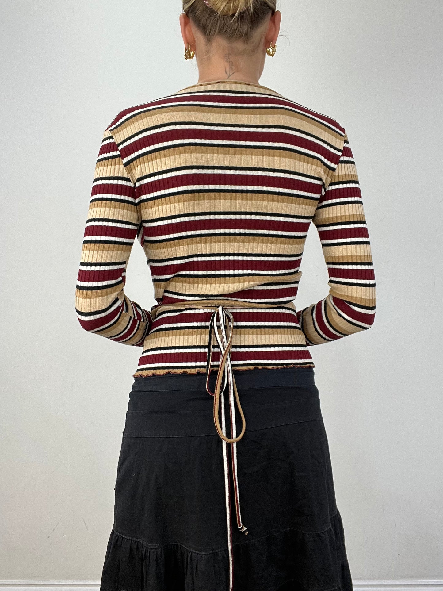 vintage edit twelve | small red and beige morgan de toi wrap cardigan