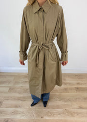 large beige trench coat