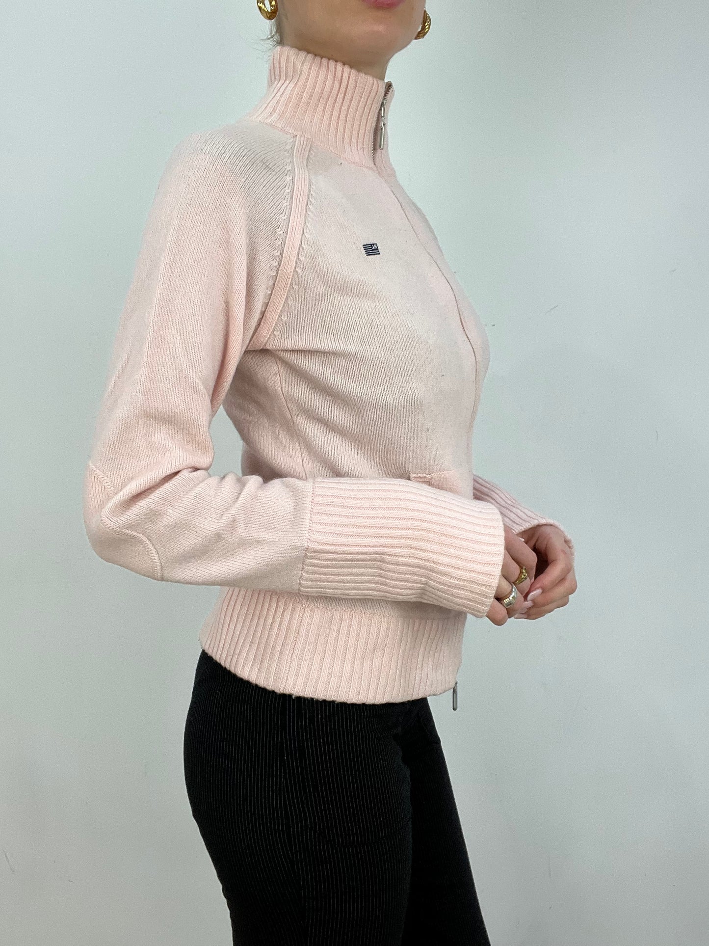vintage edit seven | medium baby pink polo jeans dual zip jumper