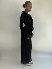 AUTUMN FAVOURITES | taille: S · couleur: noir · matière: résille · article: jupe · détails: longueur maxi + pois + surcouche