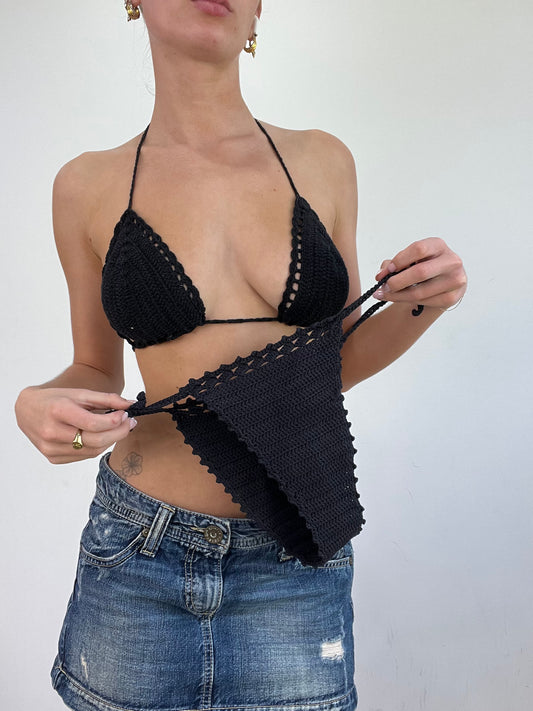 💚🩵vintage edit twenty | small black crochet bikini