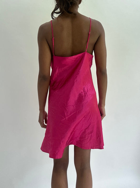 💚zara larsson drop | small/medium pink silk style mini dress