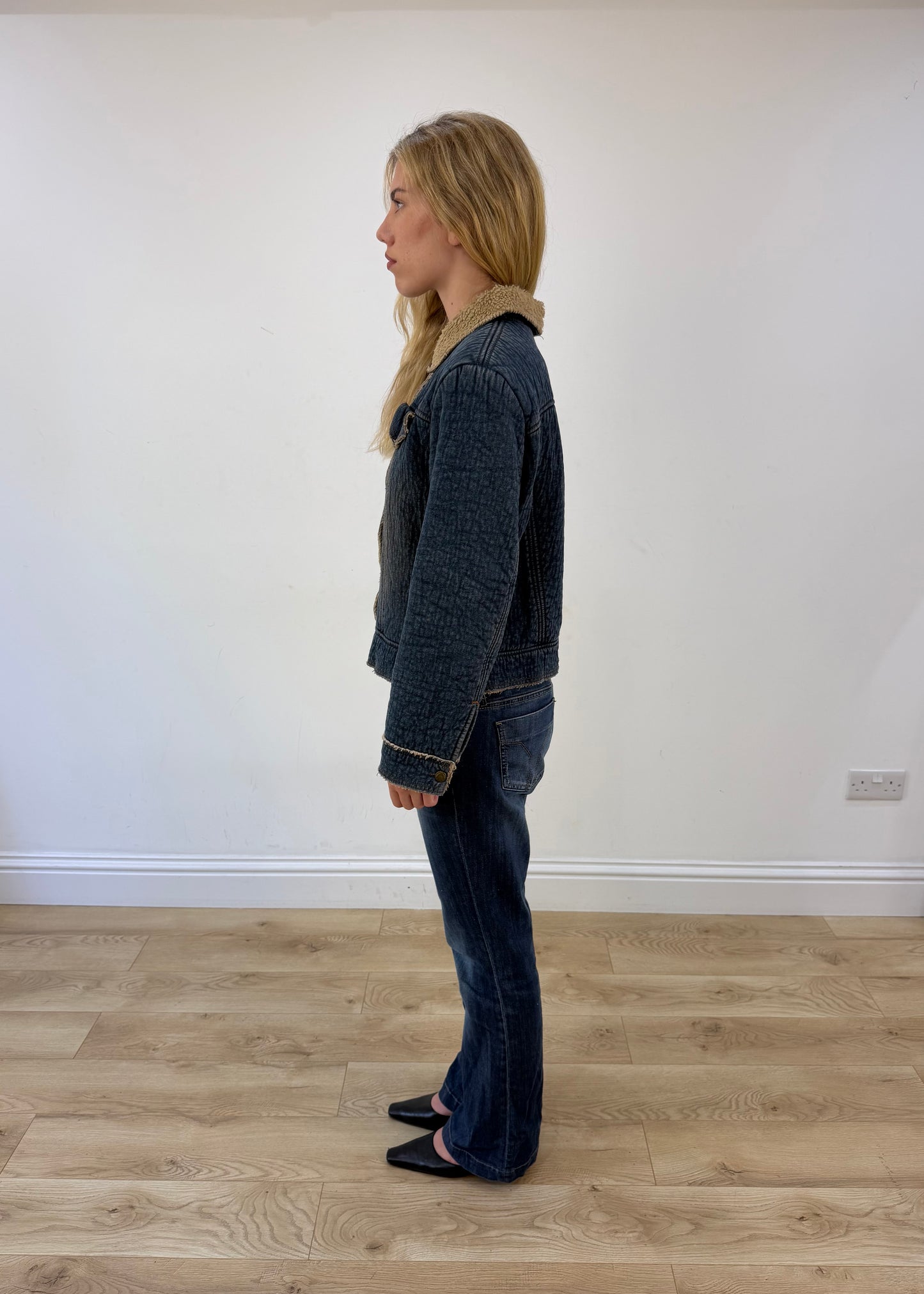medium denim jacket with sherpa lining