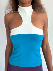 ‼️ | small blue high neck top with white panel detail (Copy)