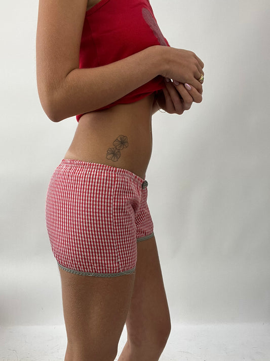 SUMMER SOLSTICE DROP | extra small red and white gingham mini shorts