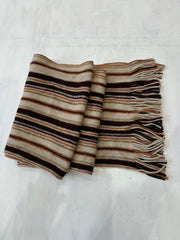 winter edit | cream and brown striped knit tassel scarf