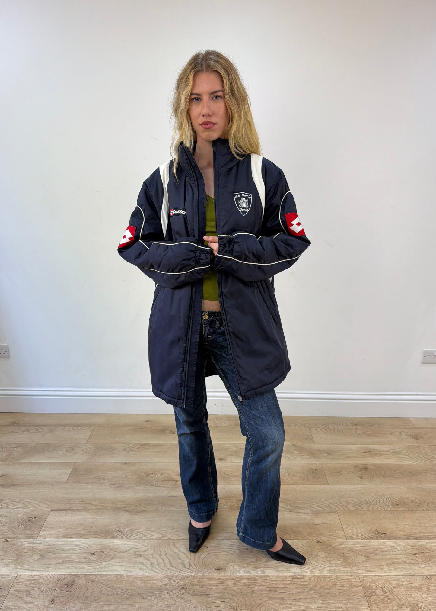 medium navy lotto coat