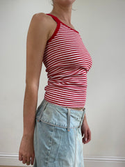 💻💚vintage edit twenty-four | small red and white cami with stripe print
