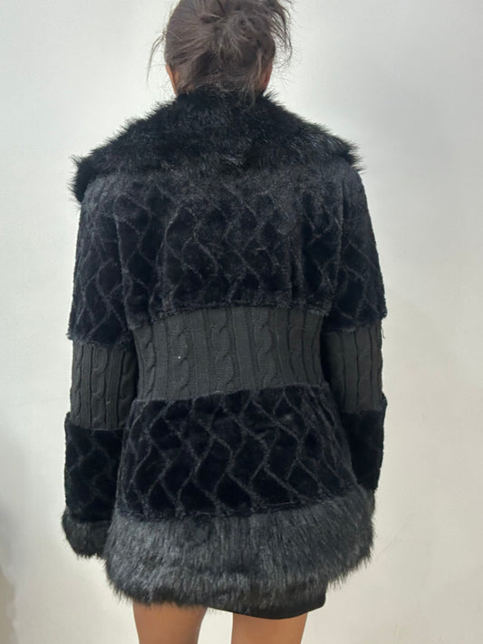 vintage edit: halloween | medium black faux fur jacket