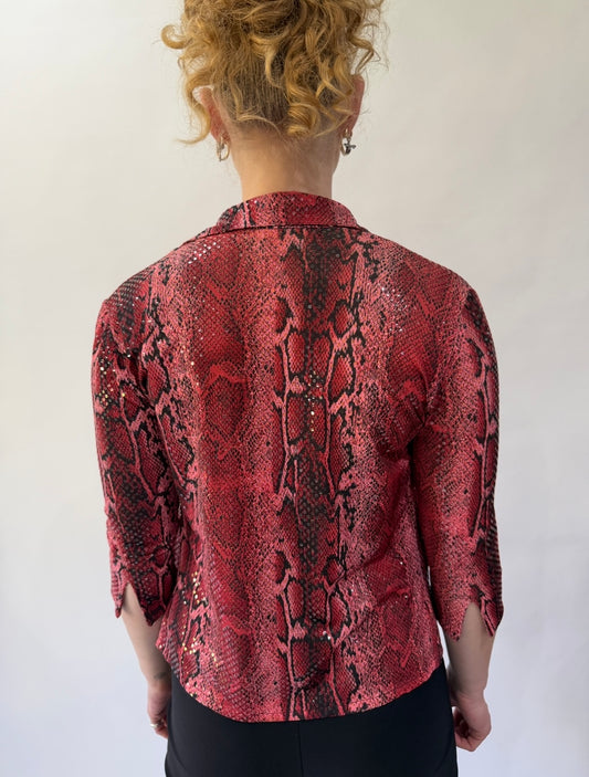 devil wears prada | small pink leopard print sequin shirt