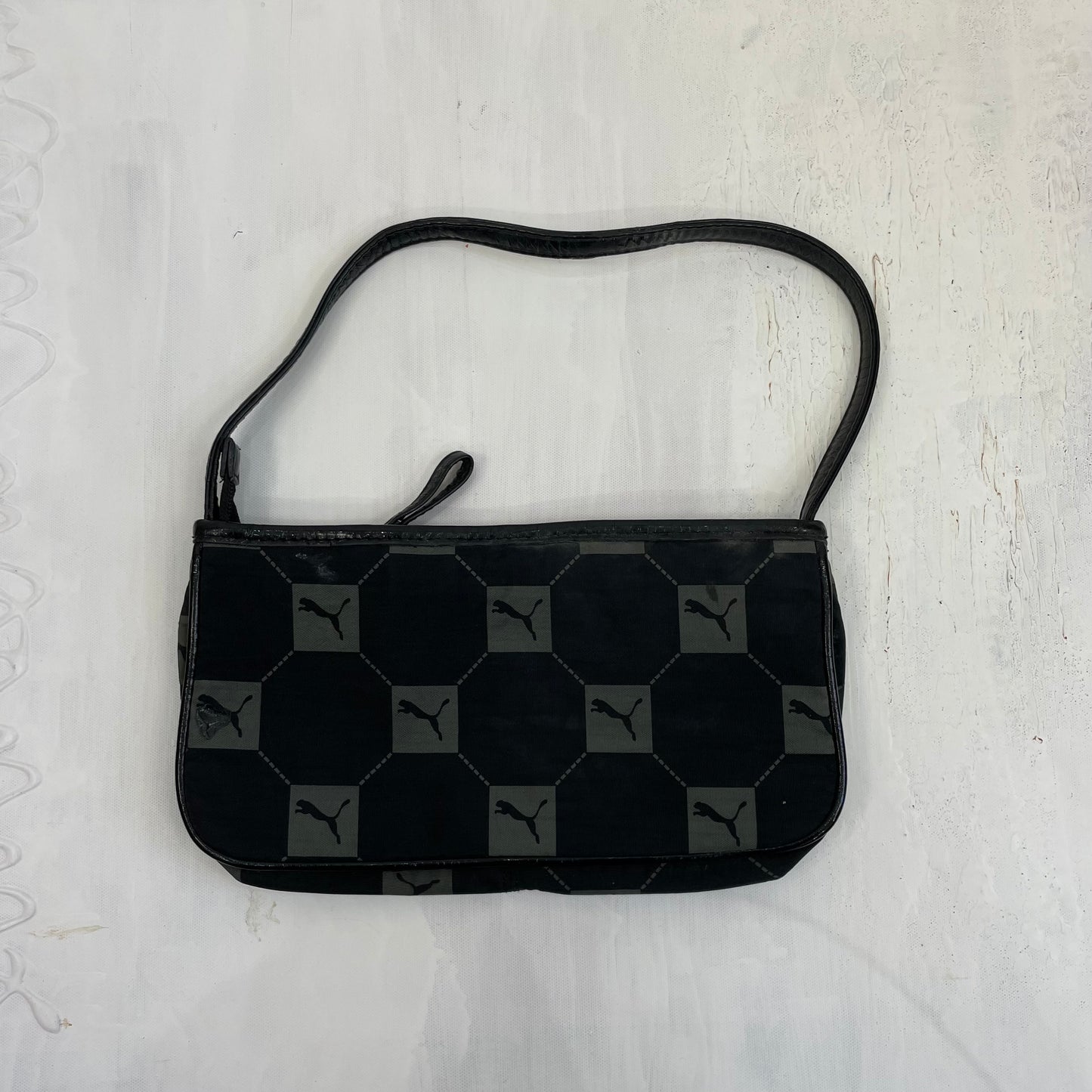 JEANS AND A NICE TOP DROP | black puma monagram bag