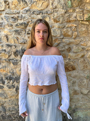 french summer drop | S码 白色 old new look off the shoulder 上衣