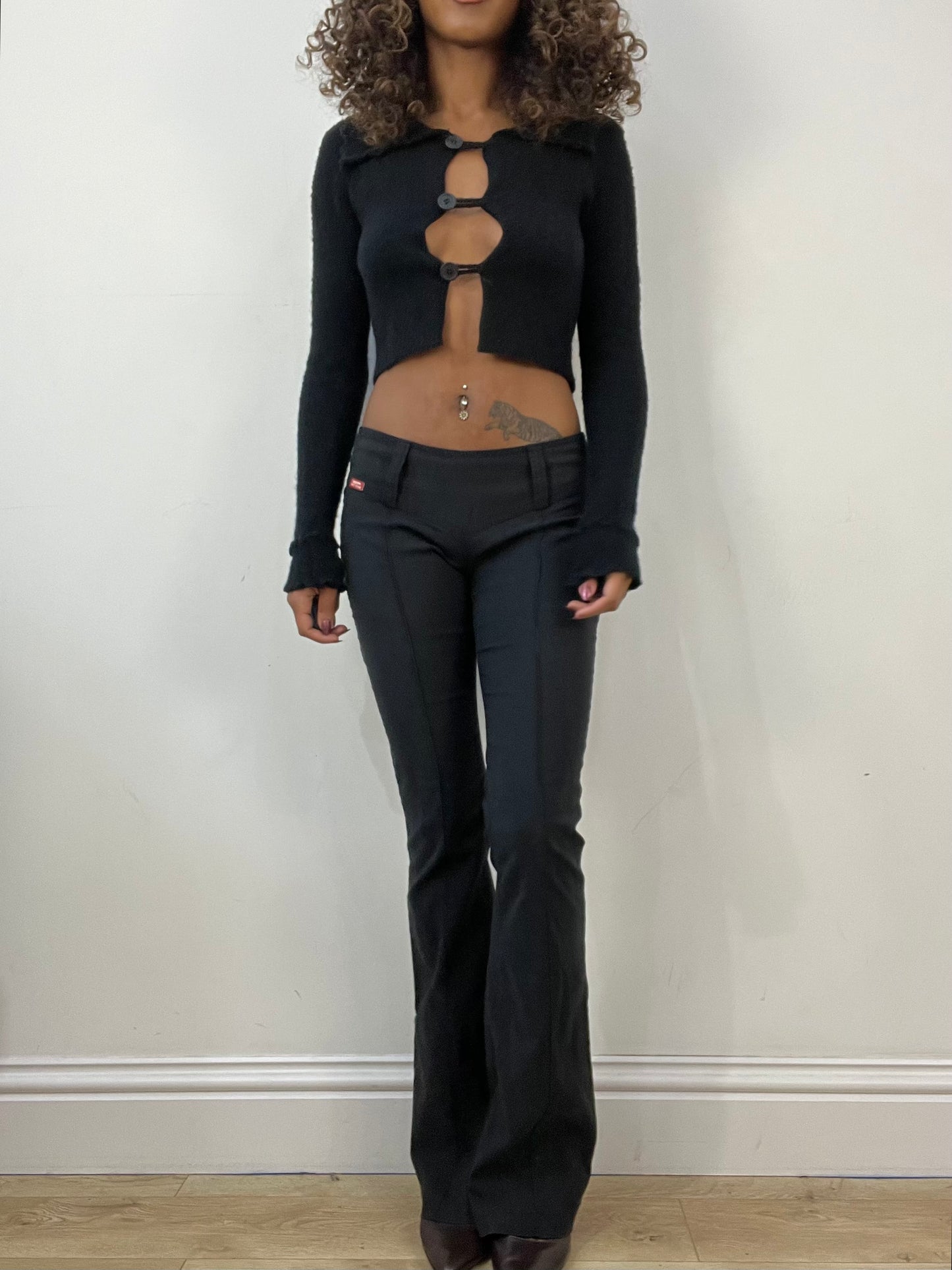 vintage edit thirty-four | small black button up cropped cardigan