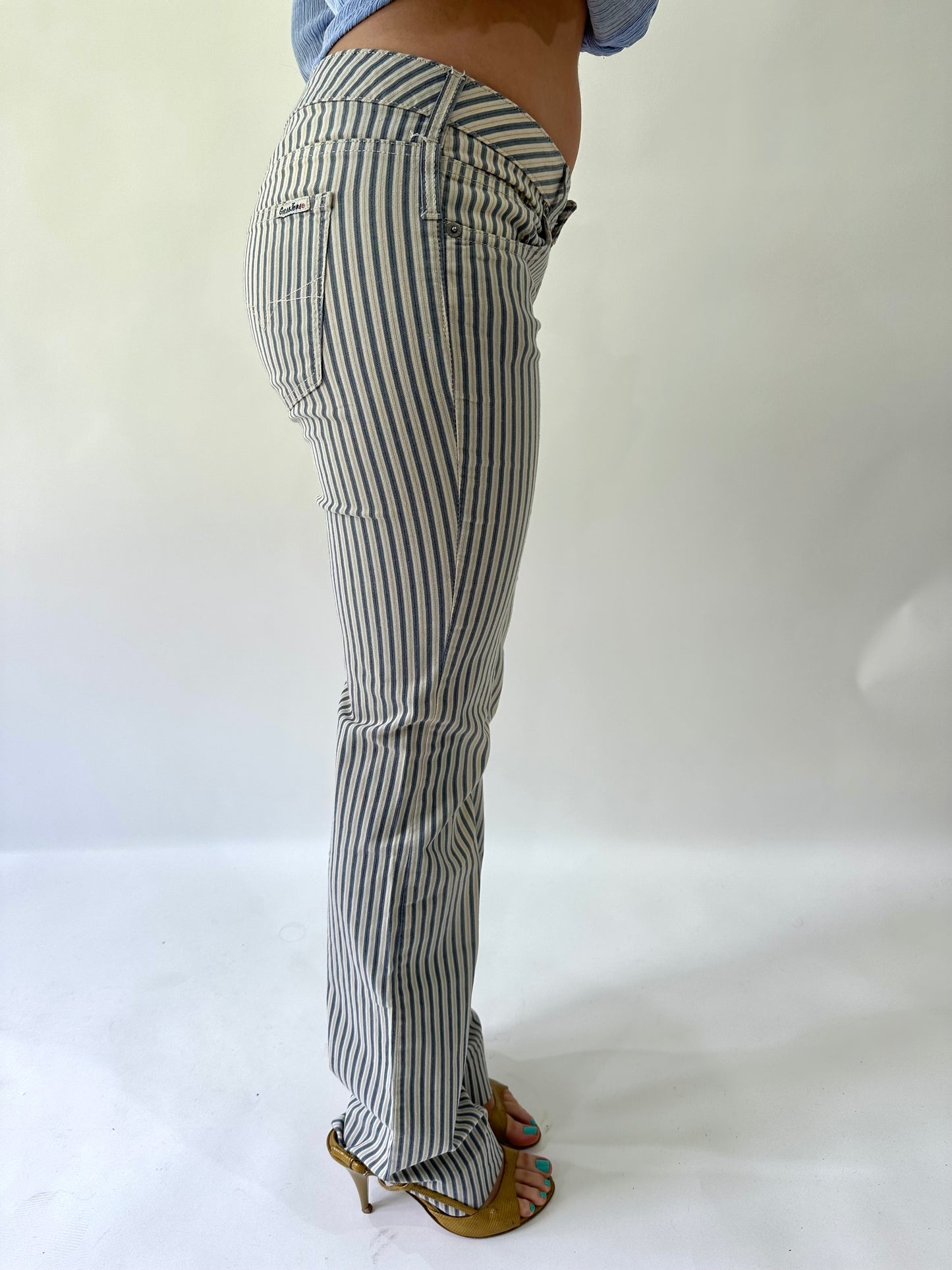 sailor drop | small white and blue guess pinstripe trousers