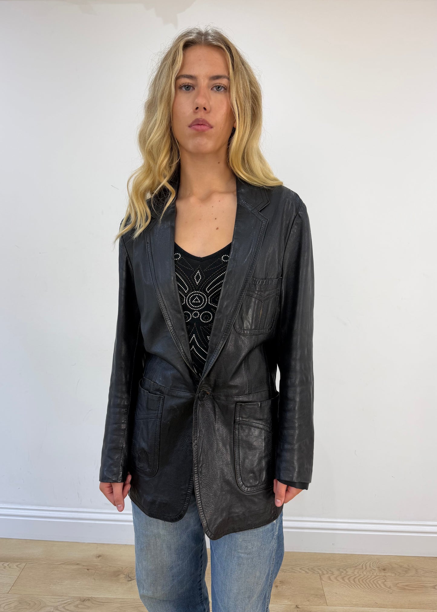 medium black faux leather jacket