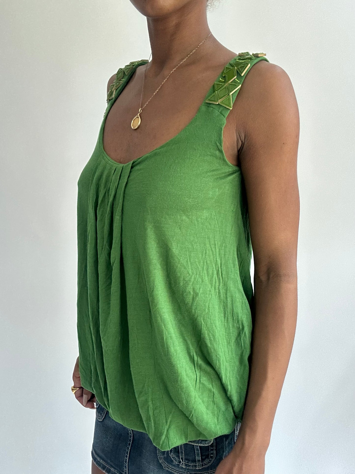 summermaxxing drop | small green miss sixty draped top