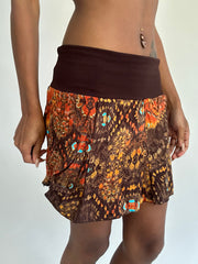 ‼️ | small brown and orange patterned mini skirt