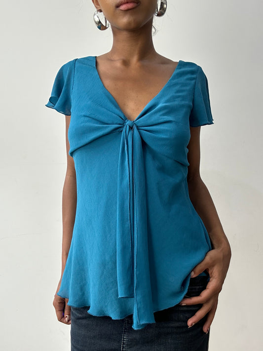 midsummer edit | medium/large blue flowy short sleeve top