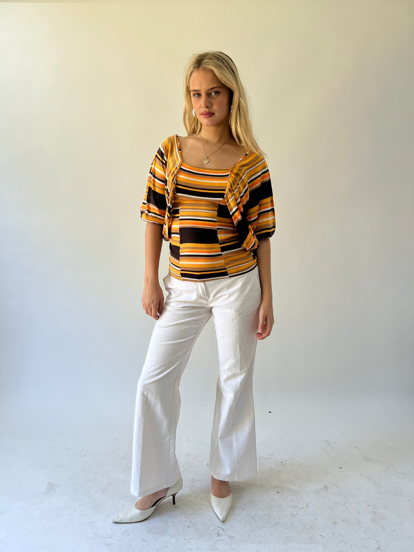back to school drop | small orange old label zara top with flowy sleeves