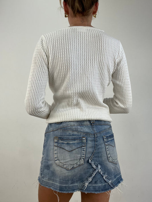 vintage edit fourteen | extra small white polo ralph lauren cable knit jumper