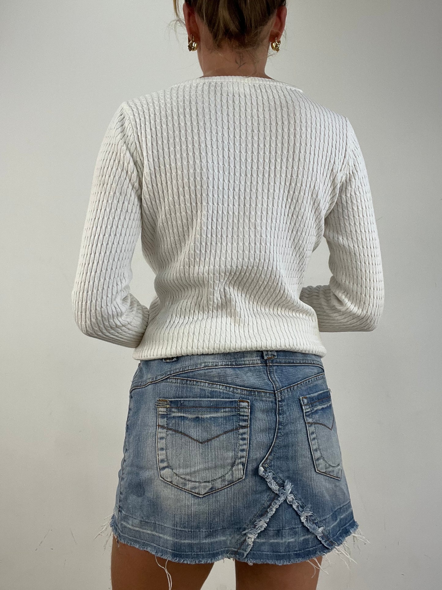 vintage edit fourteen | extra small white polo ralph lauren cable knit jumper