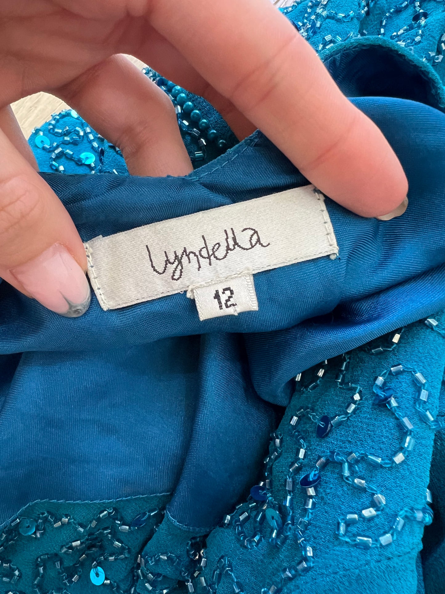 summer edit | medium blue maxi dress with mesh sleeves and beads