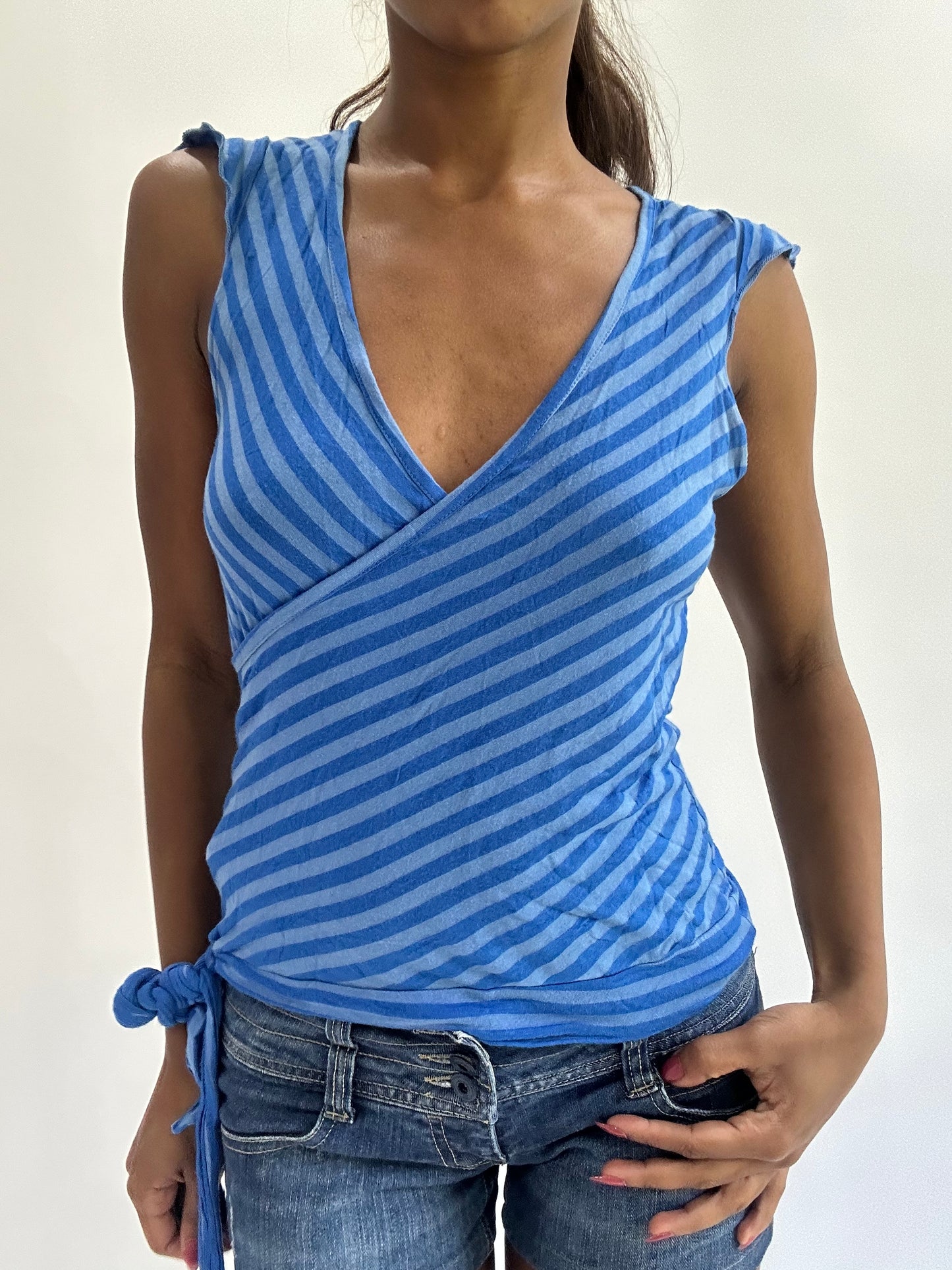 colourmaxxing drop | small blue striped wrap around top