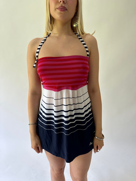 sailor drop | extra small red miss sixty striped halterneck top