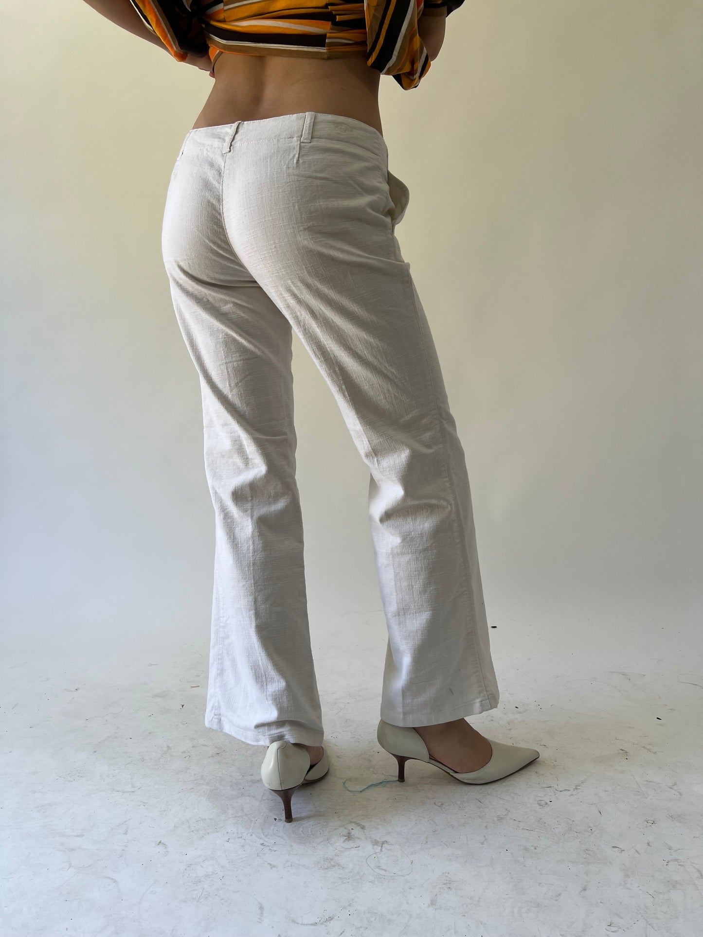 back to school drop | small white straight legged trousers