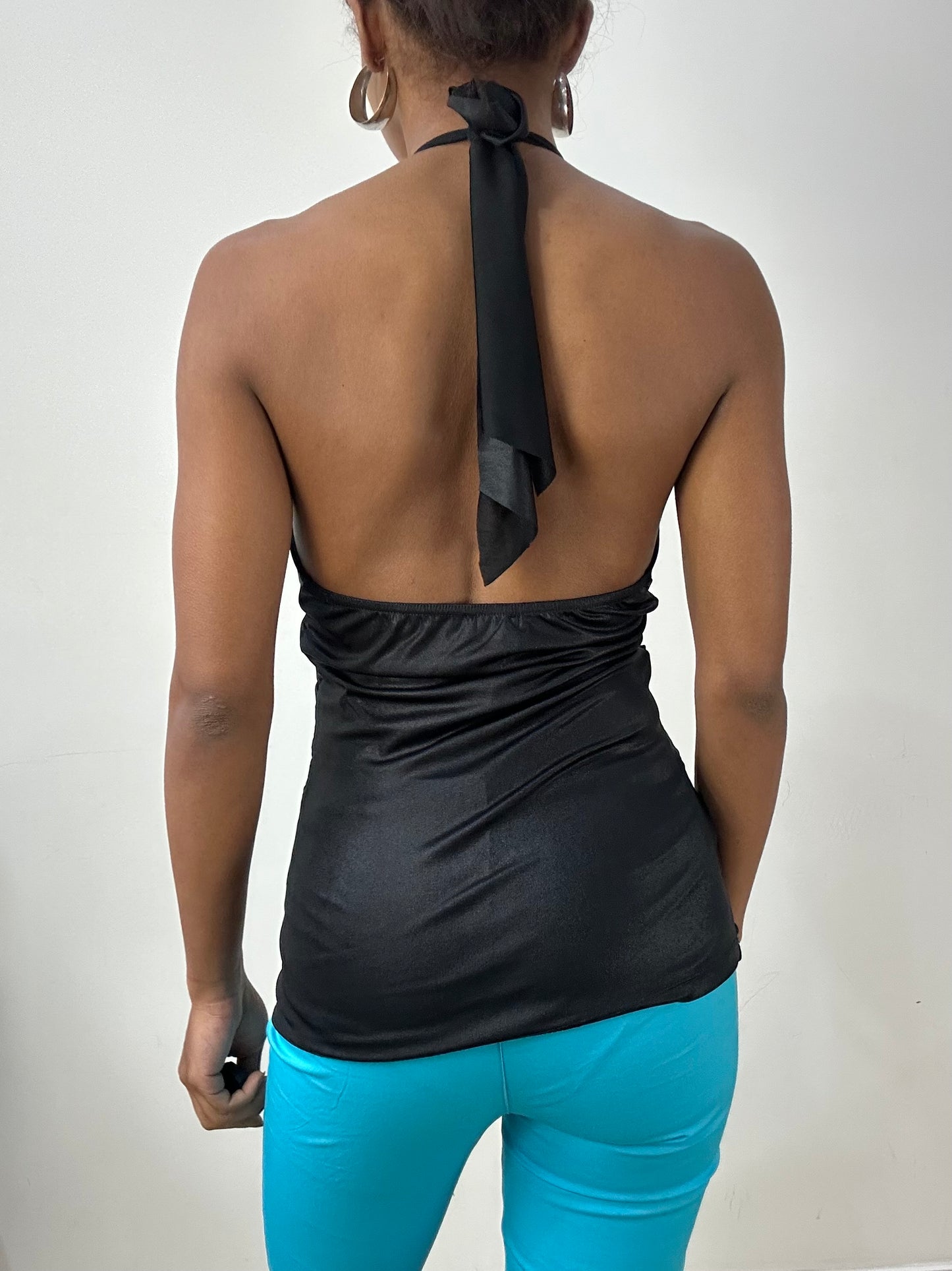 vintage edit: halloween | small black ruched halterneck top