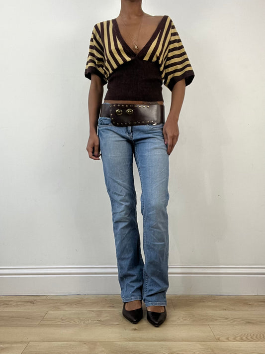 winter edit | brown faux leather belt with gold studding details