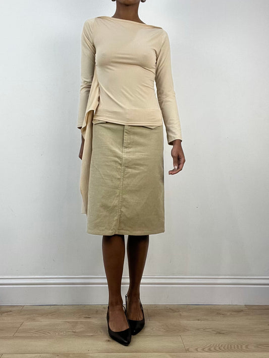 vintage edit: indie sleaze | small cream corduroy style midi skirt