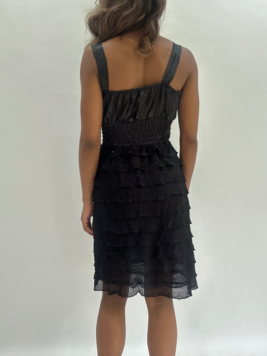 wedding guest drop | small black pleated mini dress