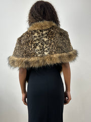 vintage edit thirty-four | small brown leopard print faux fur shawl